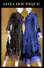 Dress Coat Crinkle Silk Velvet Organza Ruffle Chocolate XL Maya Matazaro