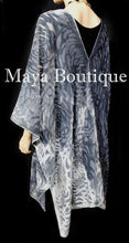 Dusk Gray Camellia Burnout Velvet Caftan Kimono Jacket Maya Matazaro Hand Dyed