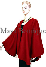Reversible Cape Ruana Wrap Coat Black & Red Cashmere Wool USA Made Maya Matazaro
