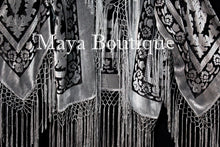 Fringe Jacket Kimono Blazer Burnout Velvet Silver Gray & Black Maya Matazaro