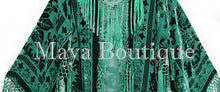 Emerald Green Kimono Long Fringe Jacket Burnout Velvet Maya Matazaro