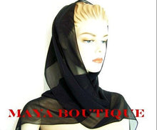 Black Chiffon Silk Scarf Wrap Sash Satin Border Maya Matazaro