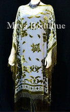 Kaftan Dress Fringe Kimono Olive & Gray Silk Burnout Velvet Maya Mataza
