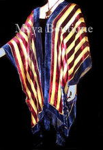 USA Flag Caftan Kimono Duster Silk Burnout Velvet Maya Matazaro Made In USA
