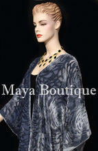 Dusk Gray Camellia Burnout Velvet Caftan Kimono Jacket Maya Matazaro Hand Dyed