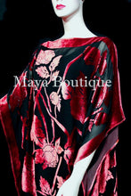 Caftan Dress Kimono Silk Burnout Velvet Red Black Hand Dyed Maya Matazaro