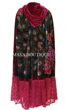 Cloak Opera Cape Peacock Victorian Rep Long Beaded Velvet Lace Lined Deep Red