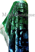 Blue Green Wearable Art Kimono Caftan Jacket Velvet Hand Dyed Maya Matazaro