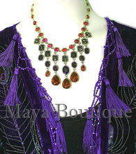 Maya Kimono Opera Coat Duster Beaded Silk Burnout Velvet Peacock Purple PLUS