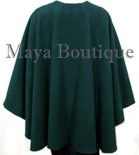 Forest Green Cape Ruana Wrap Coat Cashmere Wool Blend Maya Matazaro USA Made