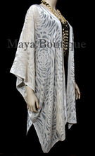 Ivory Pearl Camellia Burnout Velvet Caftan Kimono Jacket Maya Matazaro USA Made