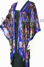 Caftan Kimono Duster Silk Burnout Velvet Royal Blue Gypsy Rose Maya Matazaro