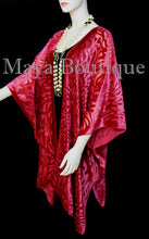 Maya Matazaro True Red Camellia Burnout Velvet Caftan Kimono Jacket USA Made