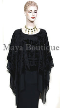 Black Maya Matazaro Layered Poncho Top Burnout Velvet & Chiffon Made In USA
