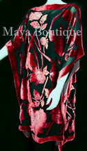 Caftan Dress Kimono Silk Burnout Velvet Red Black Hand Dyed Maya Matazaro