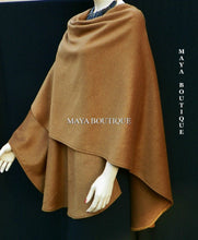Cinnamon Cape Ruana Wrap Coat Wool Cashmere Mink Blend Maya Matazaro Made in USA