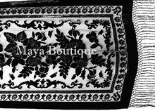 Black Maya Matazaro Silk Shawl Wrap Scarf Burnout Velvet Oblong Extra Long 110"