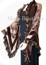 Chocolate Shawl Scarf Wrap Silk Burnout Velvet Triangle Ruffles Maya Matazaro