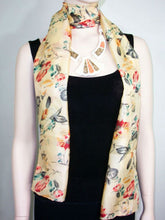 Silk Scarf Wrap Sash Pastel Floral Banana + Gift Box Maya Matazaro