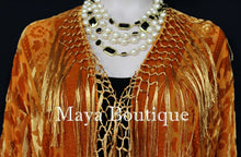 Orange Kimono Silk Burnout Velvet Fringe Jacket Short Maya Matazaro