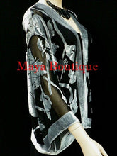 Silk Burnout Velvet Jacket Kimono Short Silver Black No Fringe Maya Matazaro
