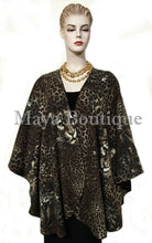 Reversible Wool Cashmere Cape Ruana Coat Animal Print  Solid Brown Maya Matazaro