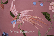 Salmon Rose Flamenco Embroidered Silk Piano Shawl Wrap Flower & Birds 84" Maya