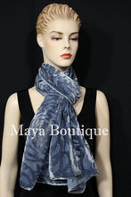 Dusk Gray Camellia Shawl Wrap Scarf Burnout Velvet Maya Matazaro Hand Dyed USA