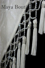 Ivory Beaded Silk Burnout Velvet Kimono Opera Coat Fringe Jacket Maya Matazaro