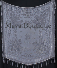 Gray Piano Shawl Scarf Wrap All Beaded Silk Burnout Velvet Maya Matazaro