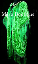 Apple Green  Kimono Duster Fringe Jacket Silk Burnout Velvet Maya Matazaro Plus