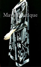 Maya Matazaro Silk Burnout Velvet Opera Coat Kimono Silver Black No Fringe USA
