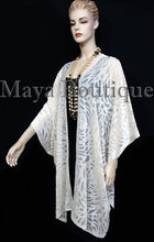 Ivory Pearl Camellia Burnout Velvet Caftan Kimono Jacket Maya Matazaro USA Made