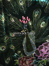 Cloak Opera Cape Peacock Victorian Style Beaded Velvet Lace Lined Black Maya
