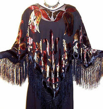 Maya Matazaro Silk Poncho Shawl Top Bohemian Burnout Velvet Made in USA