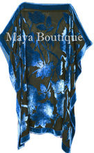 Caftan Dress Kimono Silk Burnout Velvet Blue Black Hand Dyed Maya Matazaro