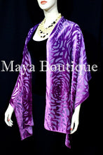Maya Matazaro Hand Dyed Purple Mulberry Camellia Shawl Wrap Scarf Burnout Velvet