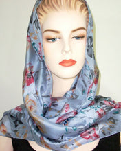 Silk Scarf Wrap Sash Pastel Floral Sea Foam + Gift Box Maya Matazaro
