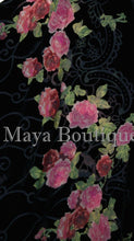 Tea Roses Caftan Kimono Burnout Velvet Black Red & Pink Usa Made Maya Matazaro