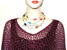 Crochet Poncho Shawl Top Hand Dyed Magenta Purple Ombree Maya Matazaro One Size