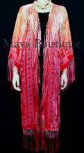 Raspberry Peach Burnout Velvet Kimono Jacket Hand Dyed Maya Matazaro USA Made