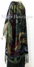 Fringe Jacket Kimono Silk Burnout Velvet Art Nouveau Black Olive Maya Matazaro