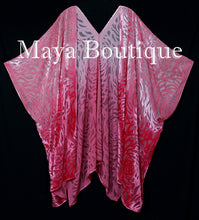 Maya Matazaro Coral Ombre Camellia Burnout Velvet Caftan Kimono Jacket Hand Dyed