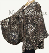 Reversible Wool Cashmere Cape Ruana Coat Animal Print  Solid Brown Maya Matazaro