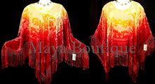 Blood Moon Colors Poncho Shawl Top Hand Dye Silk Burnout Velvet By Maya Matazaro
