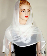White Chiffon Silk Scarf Wrap Sash Satin Border Maya Matazaro & Gift Box