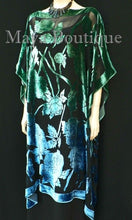 Caftan Dress Kimono Silk Burnout Velvet MAYA Dyed Stained Glass Blue & Greens