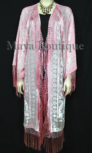 Baby Pink Fringes Jacket Kimono Long Coat Silk Burnout Velvet Maya Matazaro