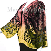 Maya Matazaro Gold Chocolate Velvet Jacket Short Kimono No Fringe Hand Dyed