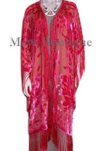 Coral Kimono Fringe Jacket Opera Coat Silk Burnout Velvet Maya Matazaro